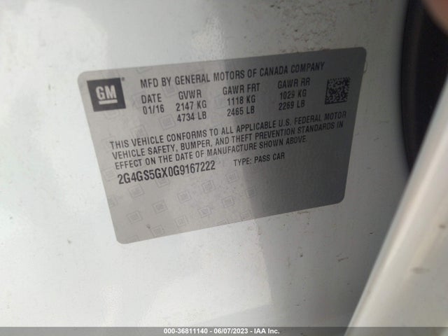 2G4GS5GX0G9167222 Buick Regal Premium Ii