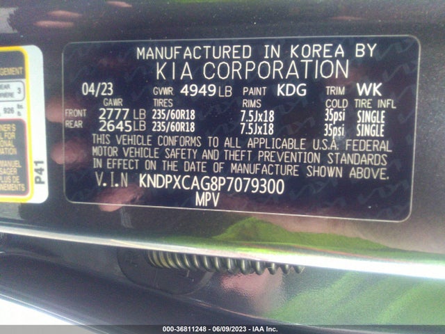 2023 KIA SPORTAGE HYBRID SX-PRESTIGE VIN: KNDPXCAG8P7079300