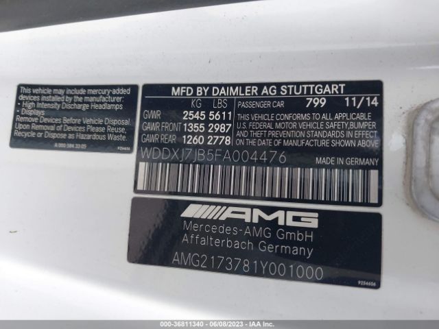 WDDXJ7JB5FA004476 Mercedes-Benz S-class S 63 Amg
