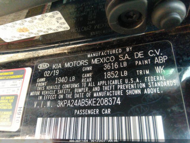 3KPA24AB5KE208374 KIA RIO S