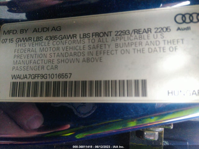 WAUA7GFF9G1016557 Audi A3 1.8t Premium