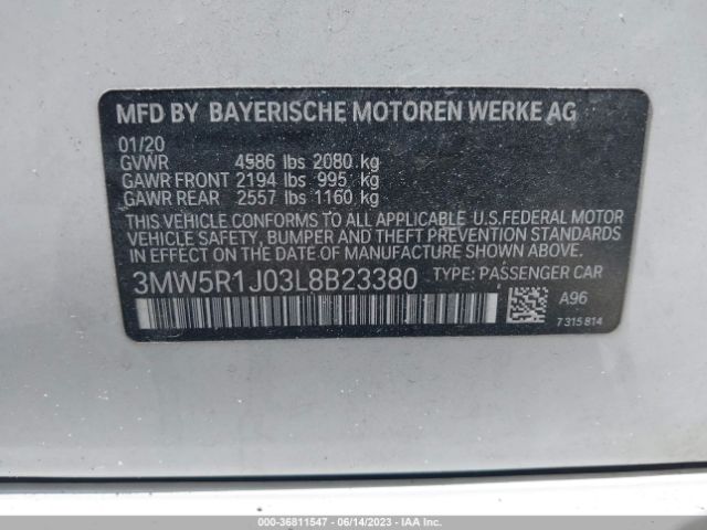 3MW5R1J03L8B23380 BMW 3 Series 330i