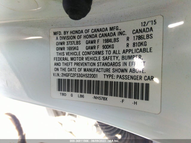 Honda k20c2 2016 2HGFC2F53GH522001 Image 21