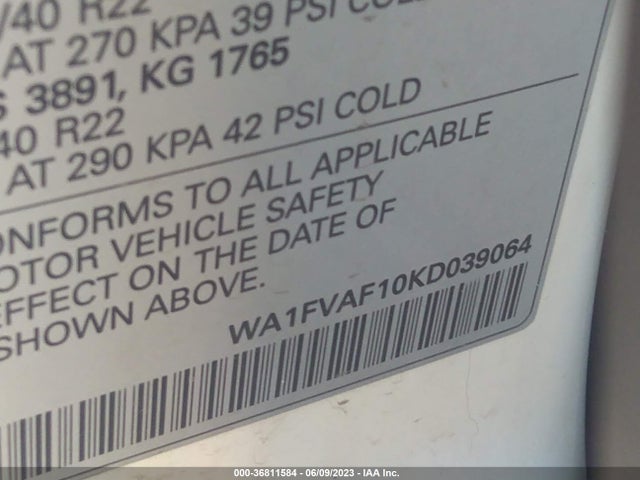 WA1FVAF10KD039064 Audi Q8 Prestige