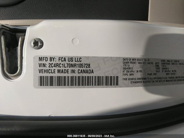Chrysler Pacifica Hybrid Touring L 2022 2C4RC1L70NR105728 Image 9