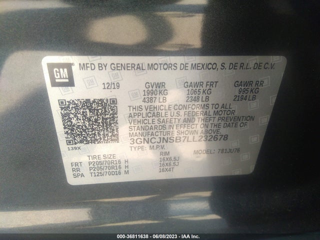 Chevrolet TRAX LS 2020 3GNCJNSB7LL232678 Image 9