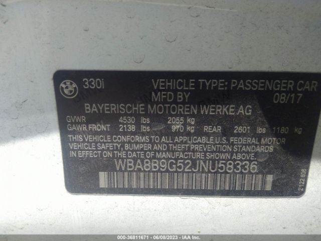 WBA8B9G52JNU58336 BMW 3 Series 330i
