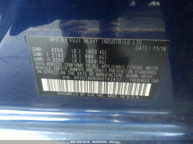 4S3GTAD67H3702417 Subaru Impreza Premium