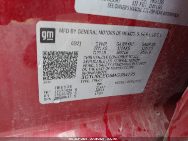 3GTU9CED6MG364770 GMC Sierra 1500 Elevation