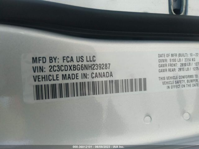 2C3CDXBG6NH239287 Dodge Charger Sxt