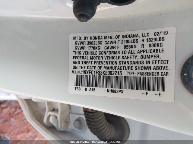 Honda Civic Sedan Ex 2019 19XFC1F33KE002215 Image 9