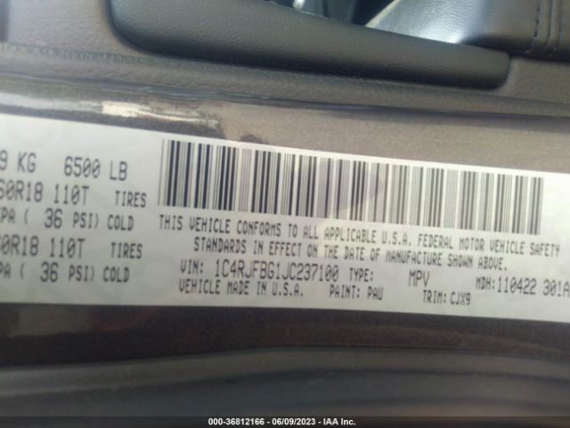 1C4RJFBG1JC237100 Jeep Grand Cherokee Limited