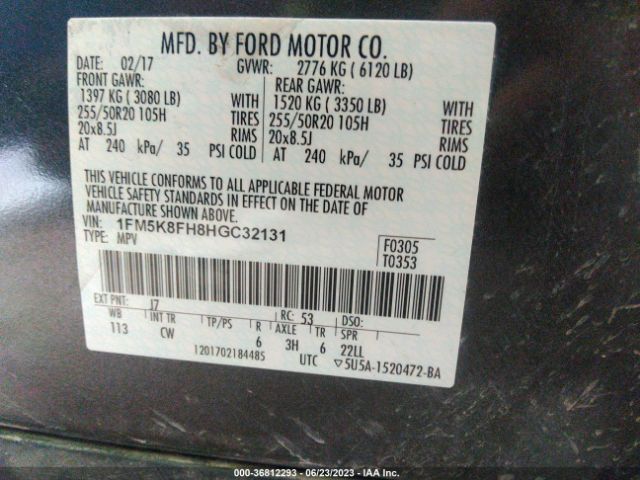 1FM5K8FH8HGC32131 Ford Explorer Limited