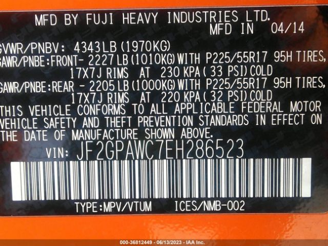 JF2GPAWC7EH286523 Subaru Xv Crosstrek Premium