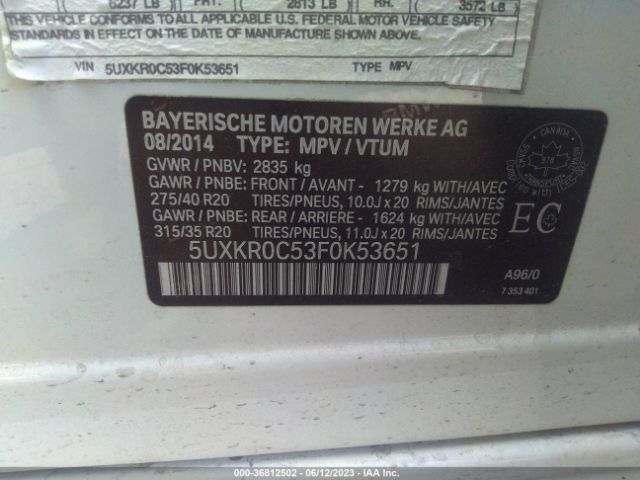 5UXKR0C53F0K53651 BMW X5 Xdrive35i