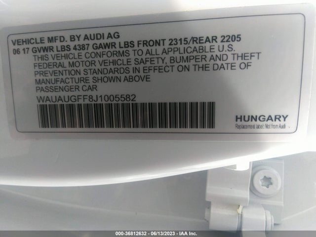 WAUAUGFF8J1005582 Audi A3 Sedan Premium/tech Premium