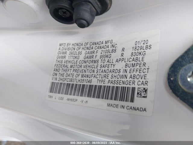 Honda Civic Coupe Ex 2020 2HGFC3B37LH351046 Image 15