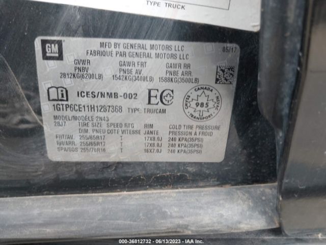 1GTP6CE11H1287368 GMC Canyon 4wd Sle