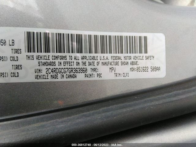 2C4RDGCG7GR363960 Dodge Grand Caravan Sxt Plus