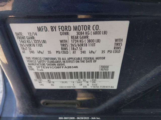 1FTEW1CG8FFA28346 Ford F-150 Xl/lariat