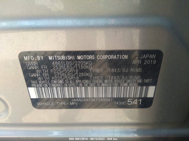 JA4AD3A33KZ049947 Mitsubishi Outlander Se/sel/le