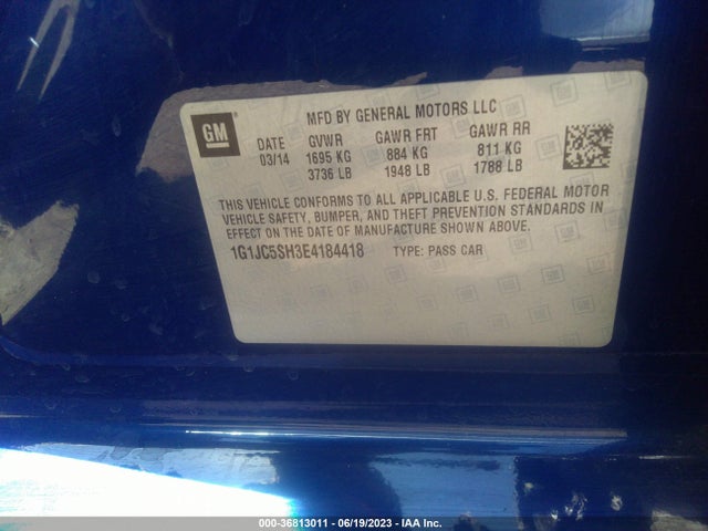 Chevrolet SONIC LT 2014 1G1JC5SH3E4184418 Image 9