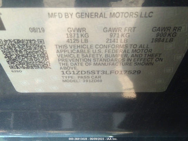 Chevrolet MALIBU LT 2020 1G1ZD5ST3LF017529 Image 9
