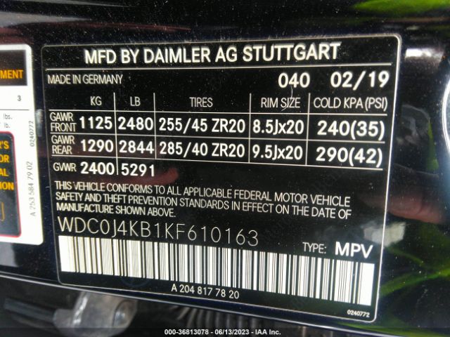 WDC0J4KB1KF610163 Mercedes-Benz Glc Glc 300