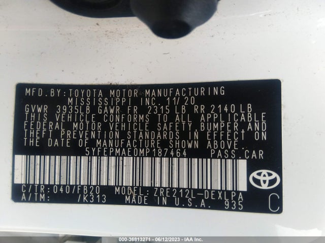 Toyota COROLLA LE 2021 5YFEPMAE0MP187464 Image 16
