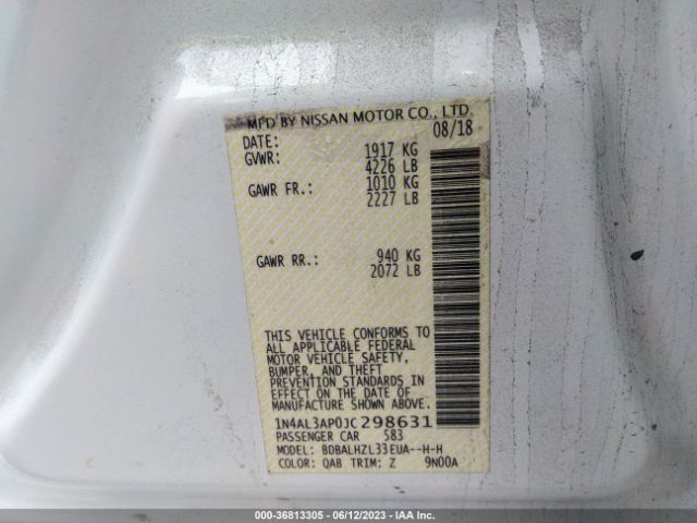 1N4AL3AP0JC298631 Nissan Altima 2.5 Sr