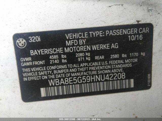 WBA8E5G59HNU42208 BMW 3 Series 320i Xdrive
