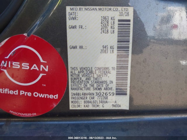 Nissan Altima 2.5 S 2019 1N4BL4BV4KN302659 Image 15