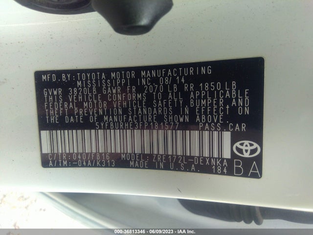 Toyota Corolla L/le/s/s Plus/le Plus 2015 5YFBURHE3FP181577 Image 14