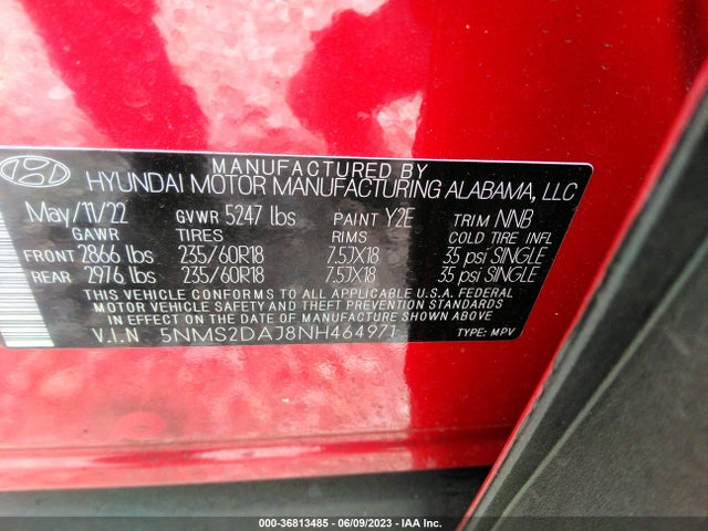 Hyundai Santa Fe Sel 2022 5NMS2DAJ8NH464971 Image 16