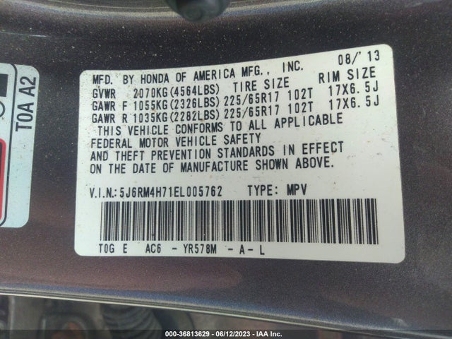 Honda Cr-v Ex-l 2014 5J6RM4H71EL005762 Image 9