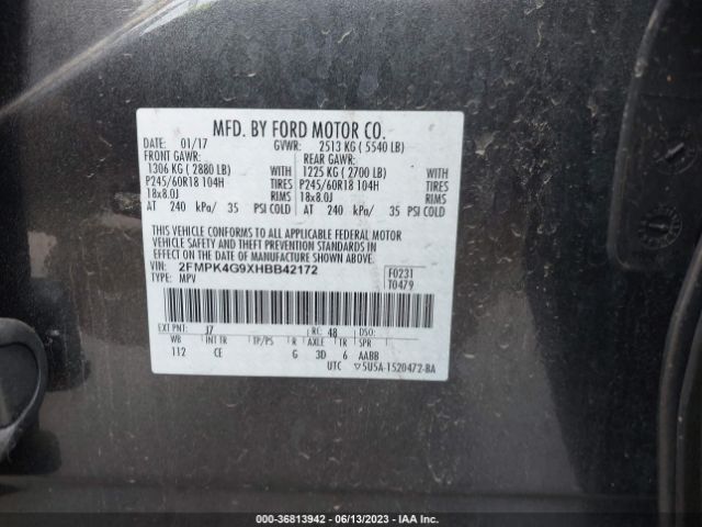 2FMPK4G9XHBB42172 Ford EDGE SE