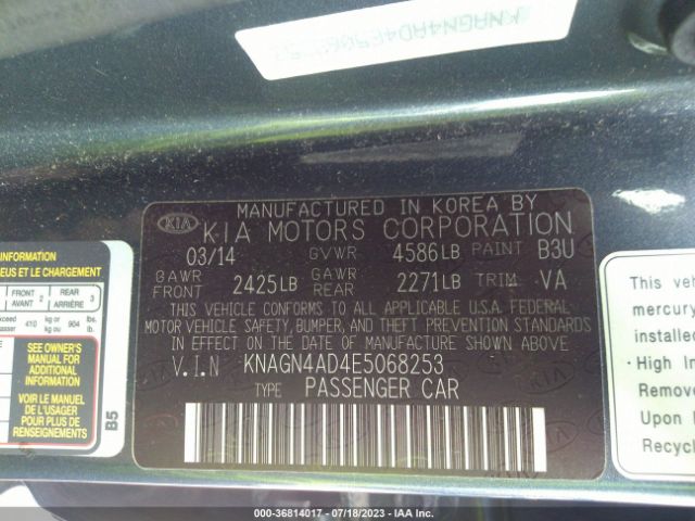 KNAGN4AD4E5068253 KIA Optima Hybrid Ex