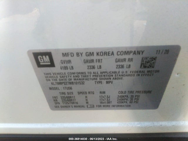 Chevrolet Trailblazer Lt 2021 KL79MPS27MB101532 Image 9