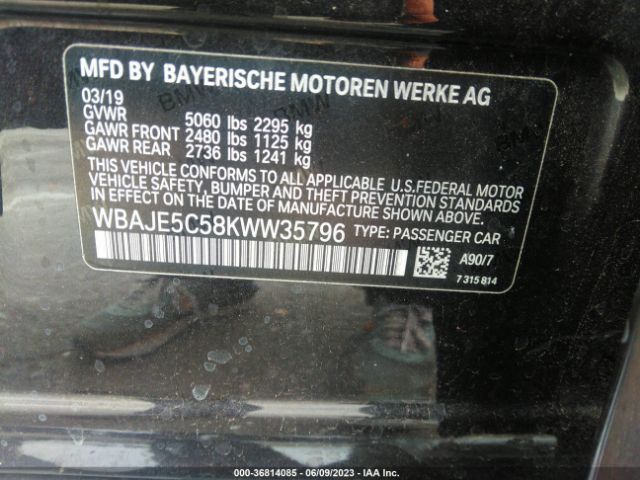 WBAJE5C58KWW35796 BMW 5 Series 540i