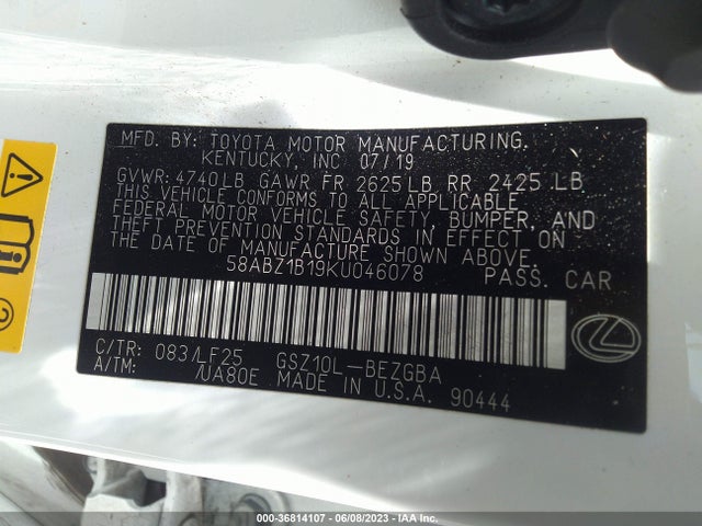58ABZ1B19KU046078 Lexus Es Es 350