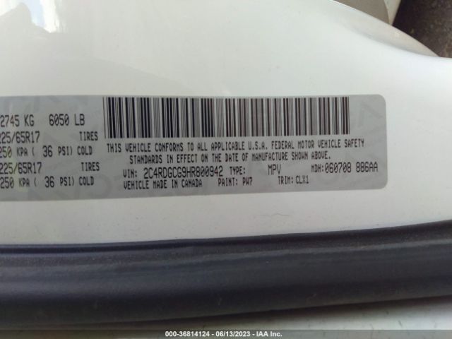 2C4RDGCG9HR800942 Dodge Grand Caravan Sxt