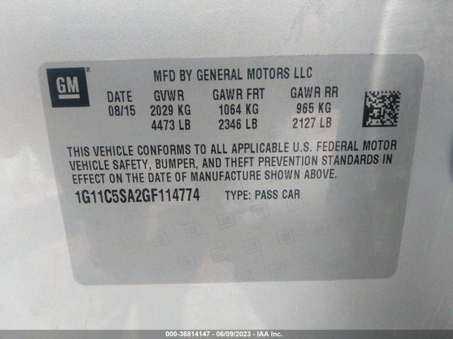 Chevrolet Malibu Limited Lt 2016 1G11C5SA2GF114774 Image 16