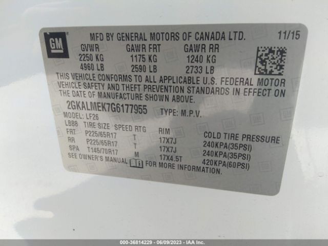 2GKALMEK7G6177955 GMC Terrain Sle