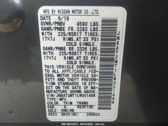 JN8AT2MT1LW001496 Nissan ROGUE S
