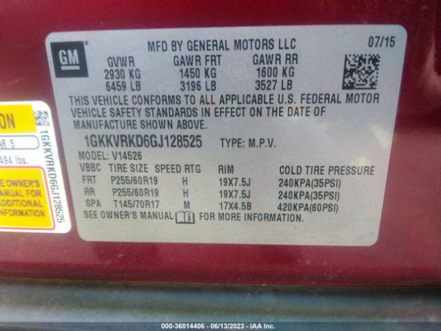 1GKKVRKD6GJ128525 GMC ACADIA SLT