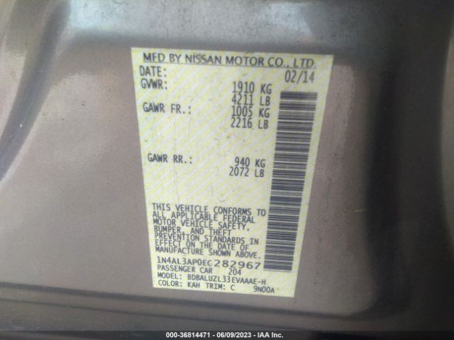 1N4AL3AP0EC282967 Nissan Altima 2.5 Sv