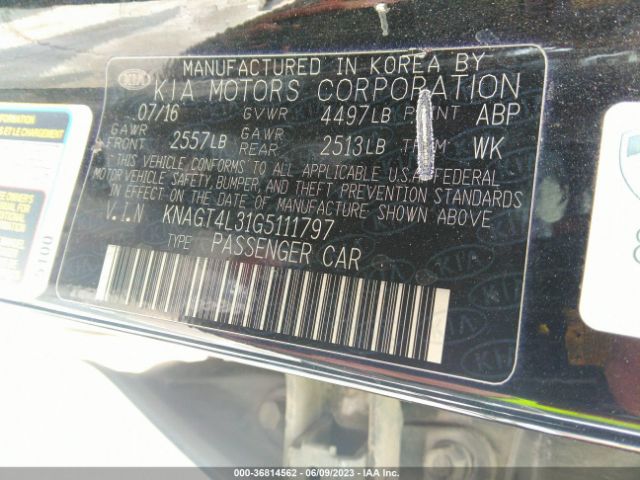 KNAGT4L31G5111797 KIA Optima Lx