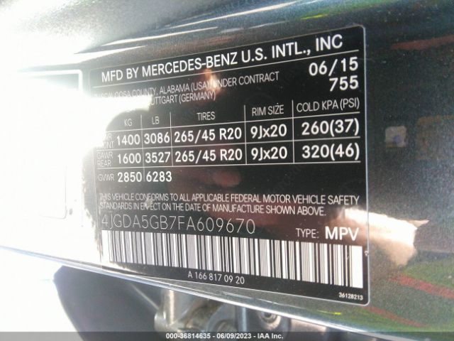 4JGDA5GB7FA609670 Mercedes-Benz M-class Ml 400