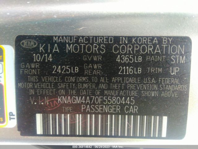 KNAGM4A70F5580445 KIA Optima Lx