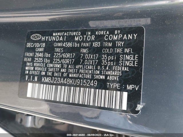 Hyundai TUCSON SE 2019 KM8J23A48KU915249 Image 9